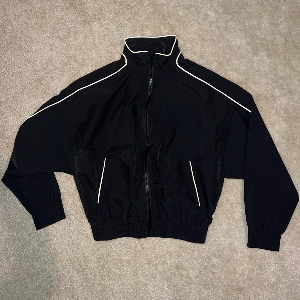 Fashion Nova Lime Color Trimmed Black Zip Up Jacket